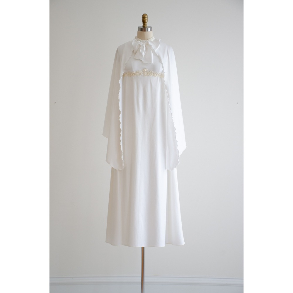 vintage wedding dress 60s Priscilla of Boston sleeveless minimalist white gown - Picture 5 of 10
